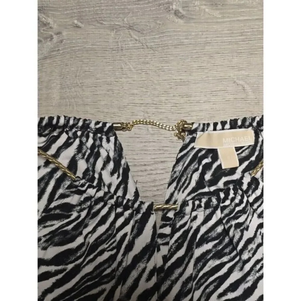 MICHAEL KORS Women's Black & White Zebra‎ Print Tank Size Small